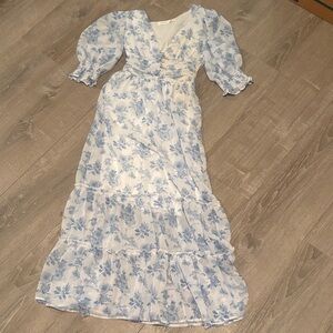 Altar'd State Blue and White Floral Maxi Dress